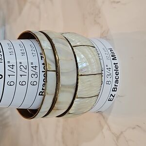 Mother of Pearl inlayed brass stacker bracelets